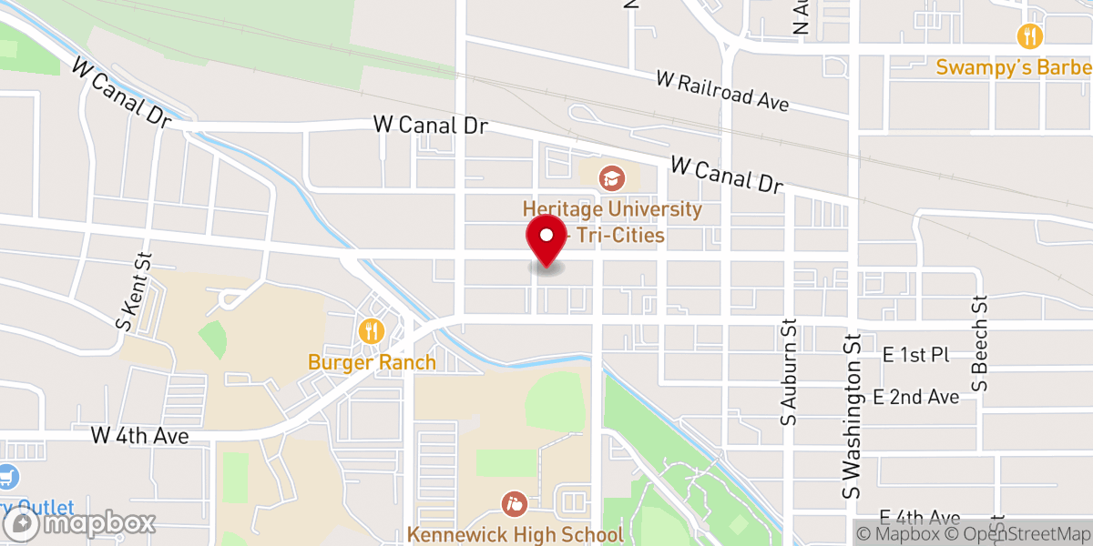 Map showing location of Kennewick First United Methodist Church