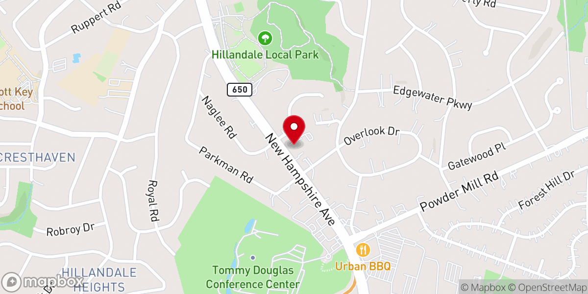 Map showing location of Unitarian Universalist Church of Silver Spring