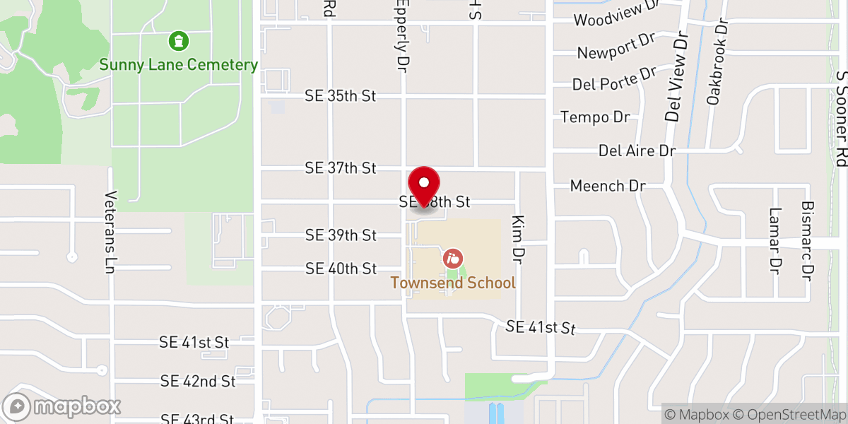 Map showing location of Calvary Christian Center