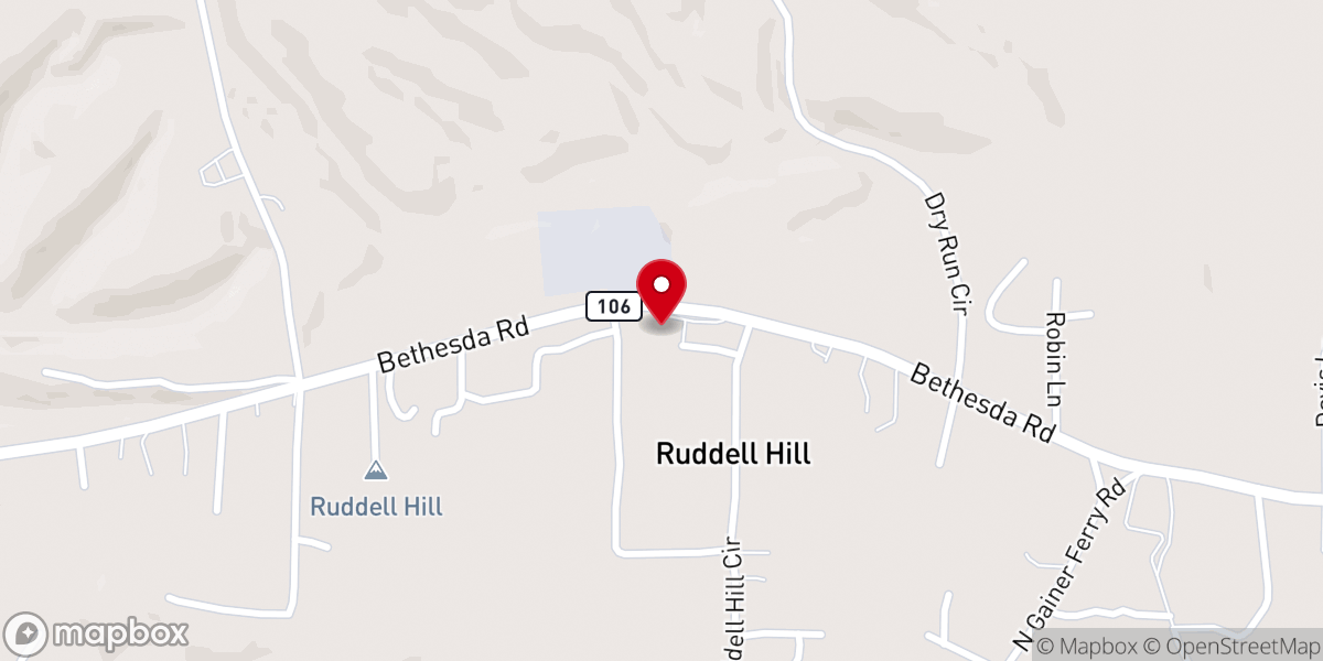 Map showing location of Ruddell Hill Baptist Church