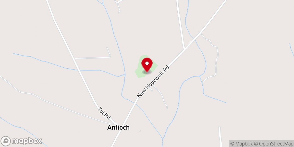 Map showing location of New Hopewell Church