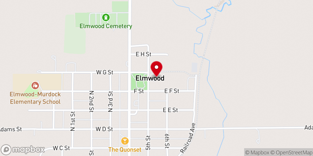 Map showing location of Elmwood Christian Church