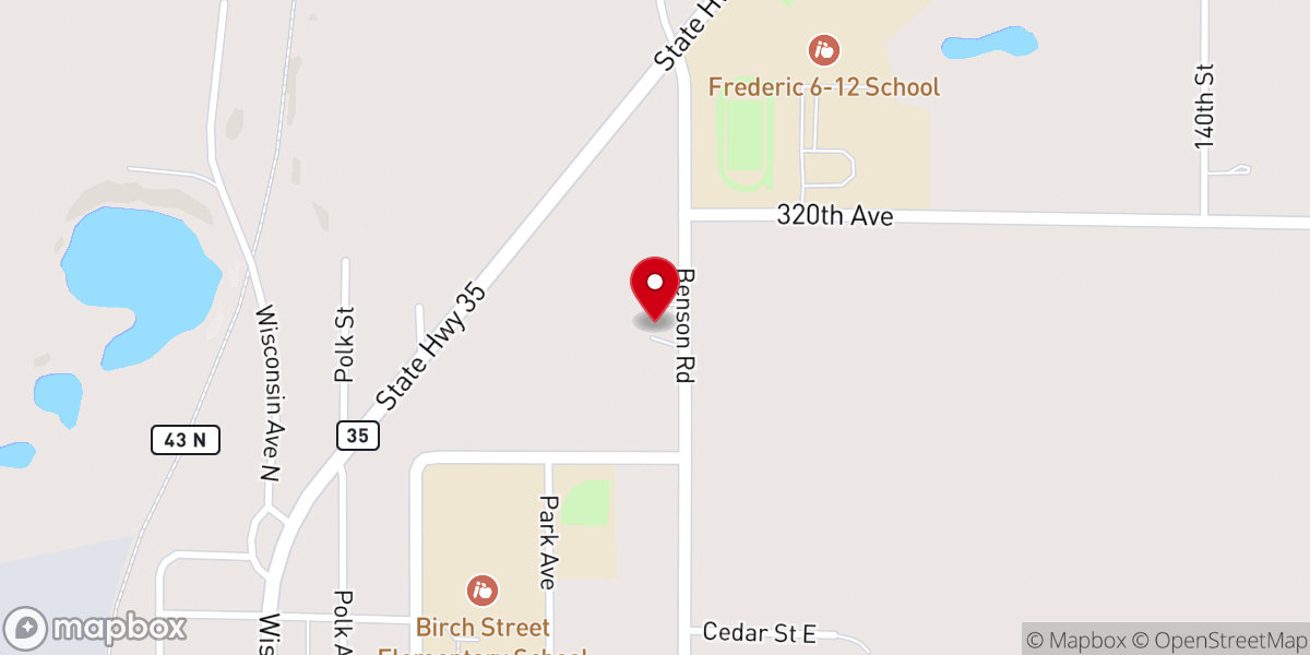 Map showing location of Frederic Seventh-day Adventist Church
