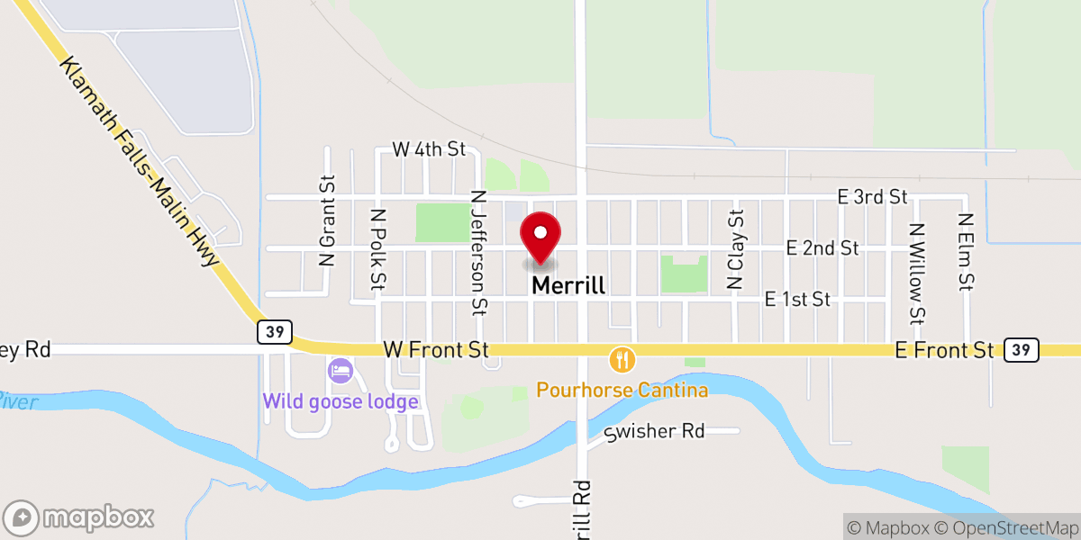 Map showing location of Merrill Assembly of God