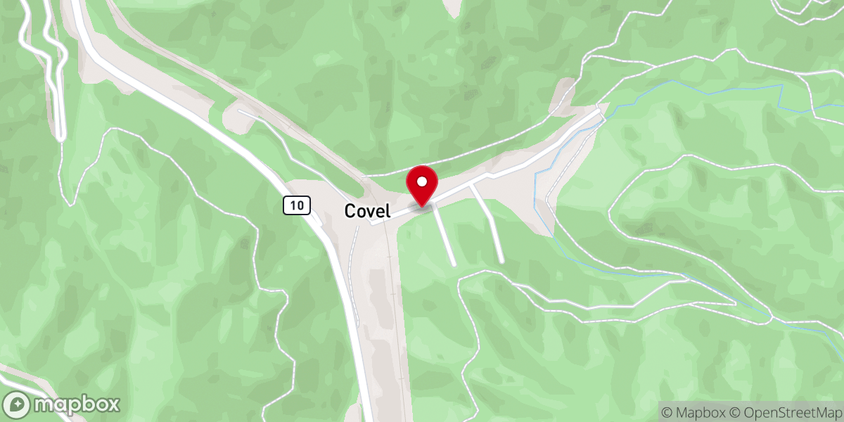 Map showing location of Covel Missionary Baptist Church