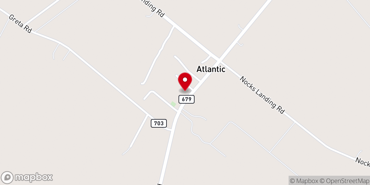 Map showing location of Atlantic United Methodist Church