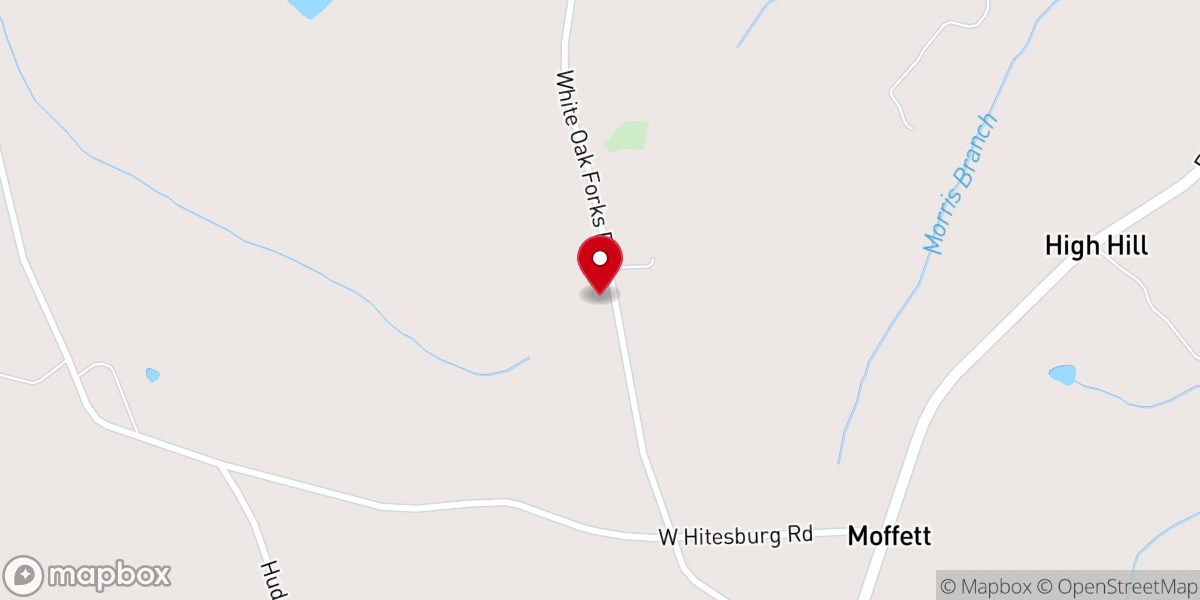 Map showing location of White Oak Fork Baptist Church