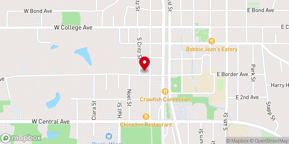 Map showing location of Vardaman Street Baptist Church