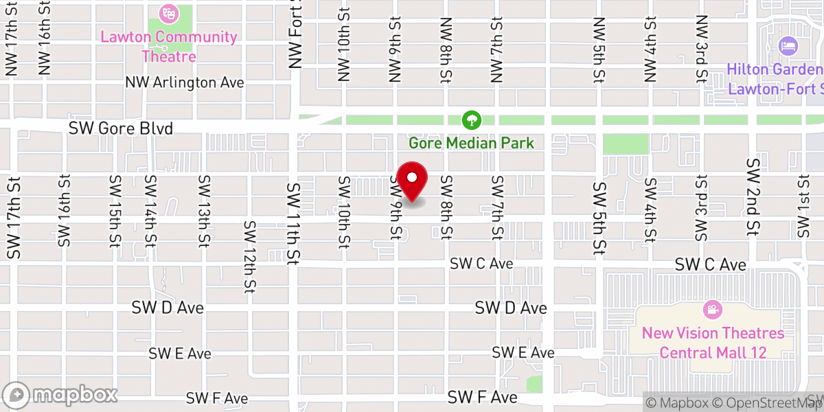 Map showing location of Lawton District Office Methodist Church