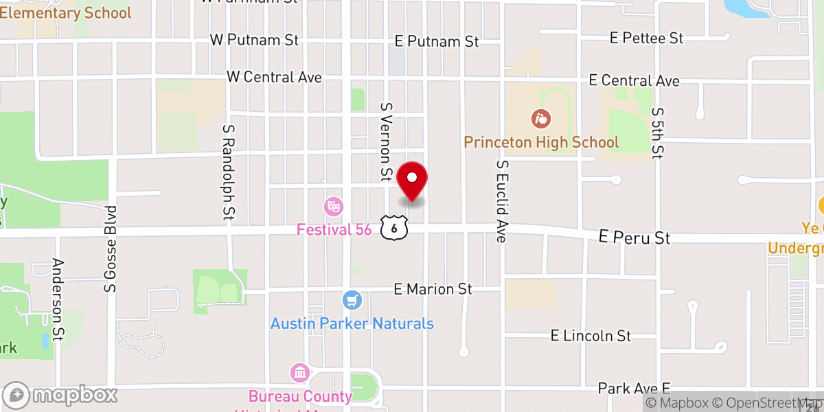 Map showing location of Princeton First United Methodist Church