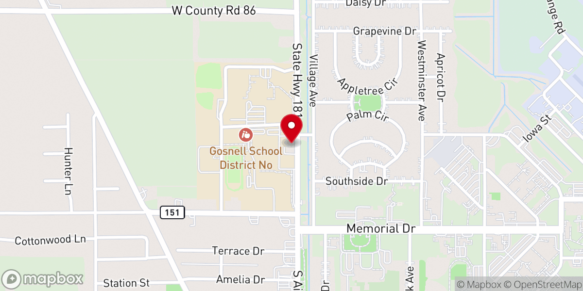 Map showing location of Gosnell Baptist Church