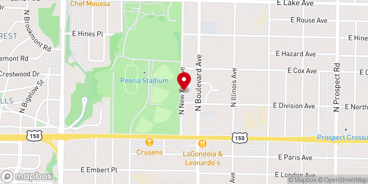 Map showing location of Peoria Friendship Missionary Baptist Church