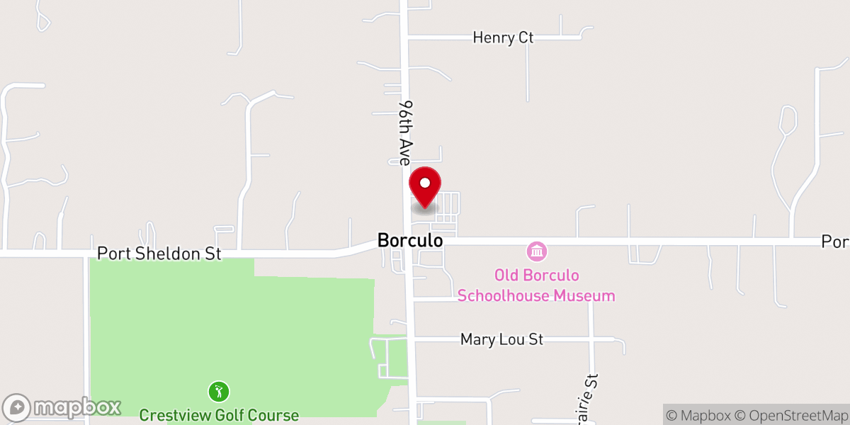 Map showing location of Borculo Christian Reformed Church