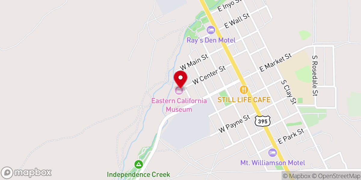 Map showing location of Eastern California Museum