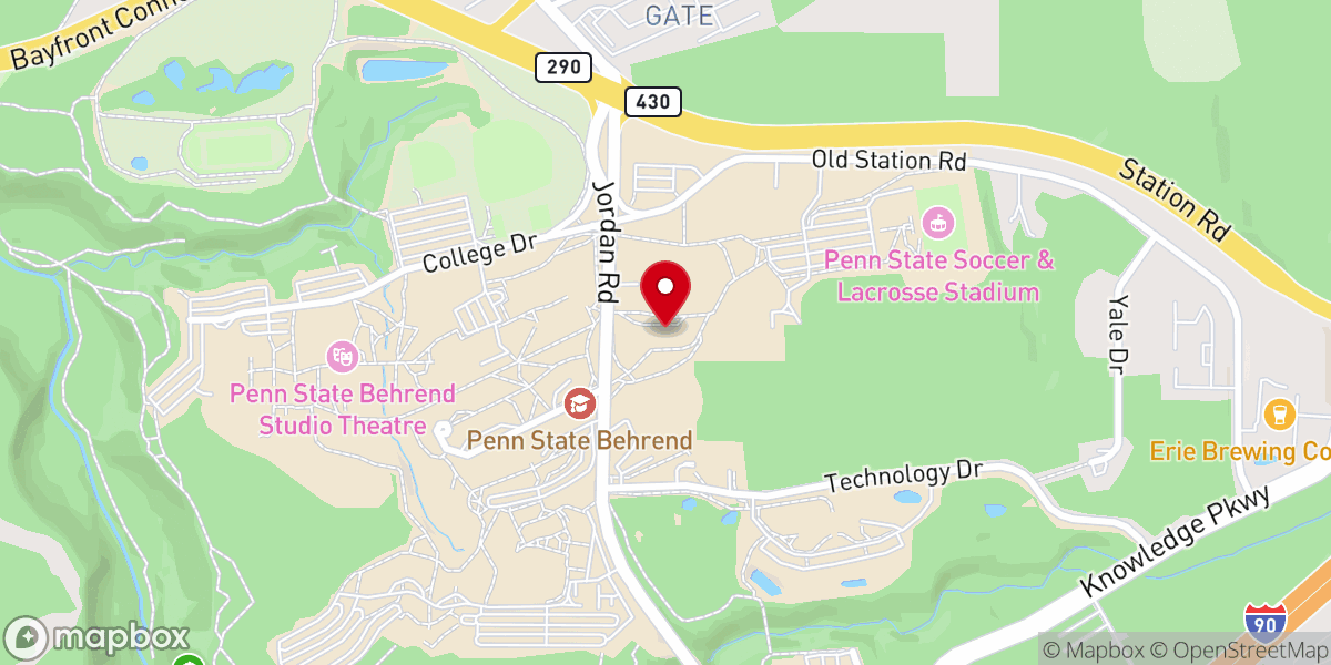 Map showing location of Penn State Behrend Campus Ministry