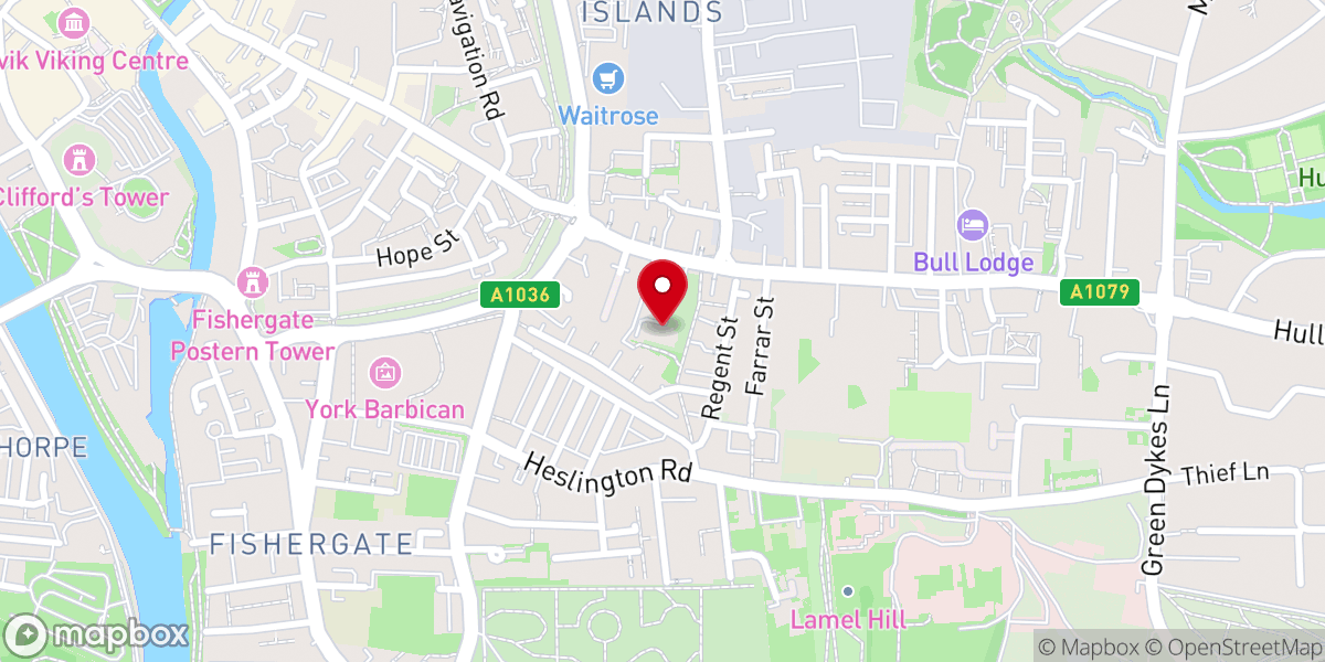 Map showing location of St Lawrence Parish Church, York