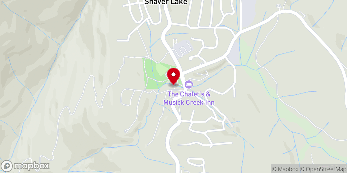 Map showing location of Church of Shaver Lake