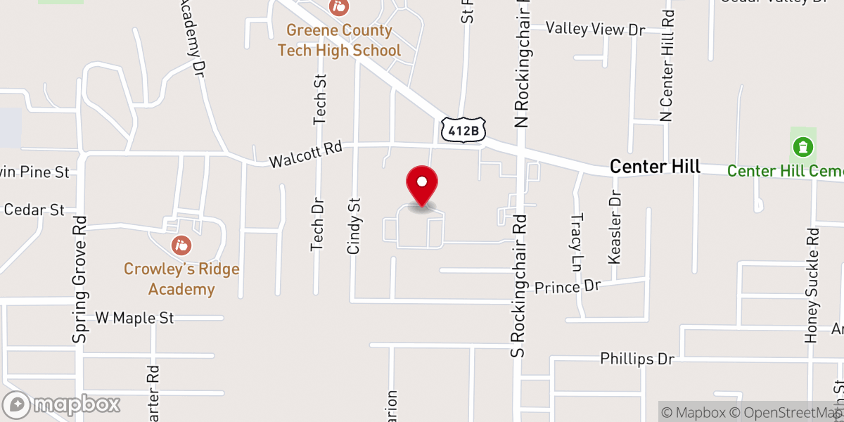 Map showing location of Center Hill Church Of Christ - Food Distribution Center