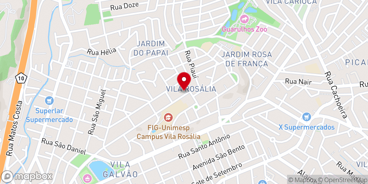 Map showing location of Igreja Virtude - Igreja Evangélica na Vila Rosália
