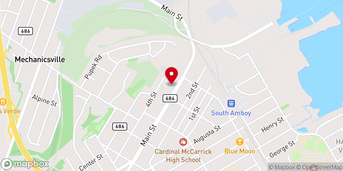 Map showing location of Christ Church South Amboy