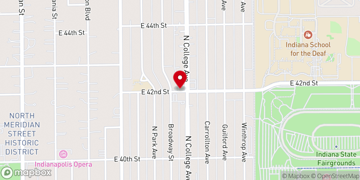 Map showing location of Church of Christ North College Avenue
