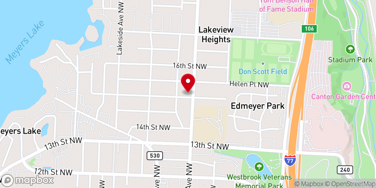 Map showing location of Canton First EC Church