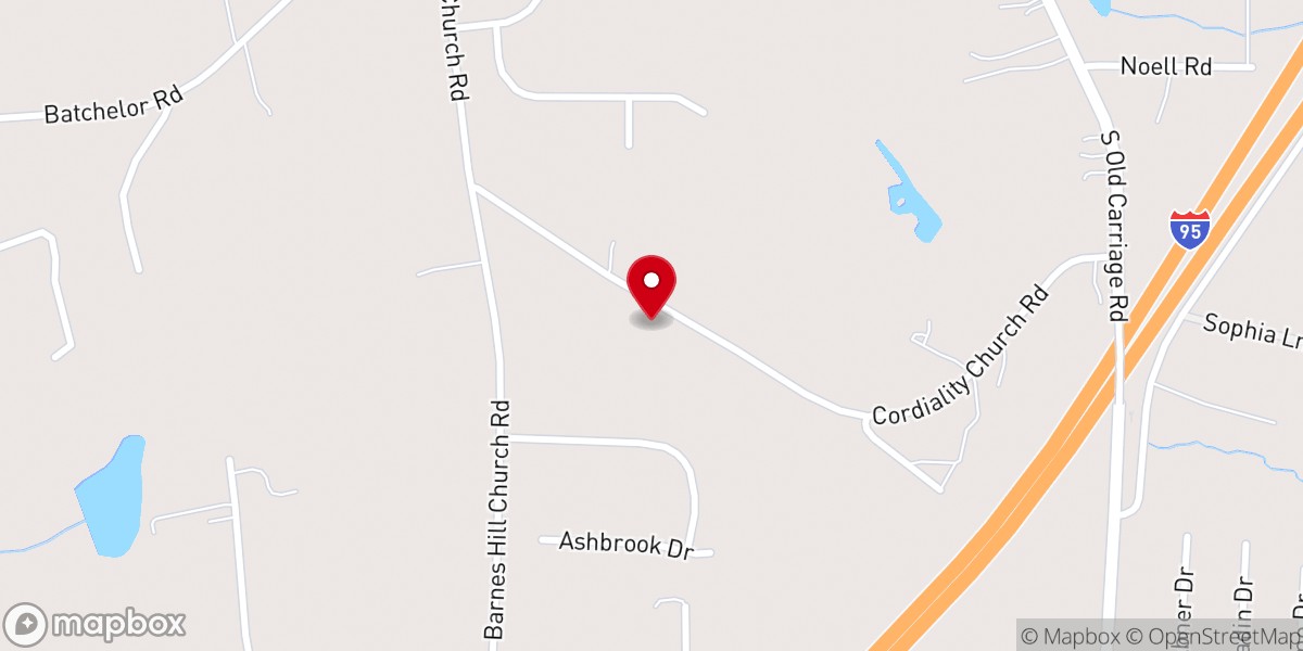 Map showing location of Cordiality Church
