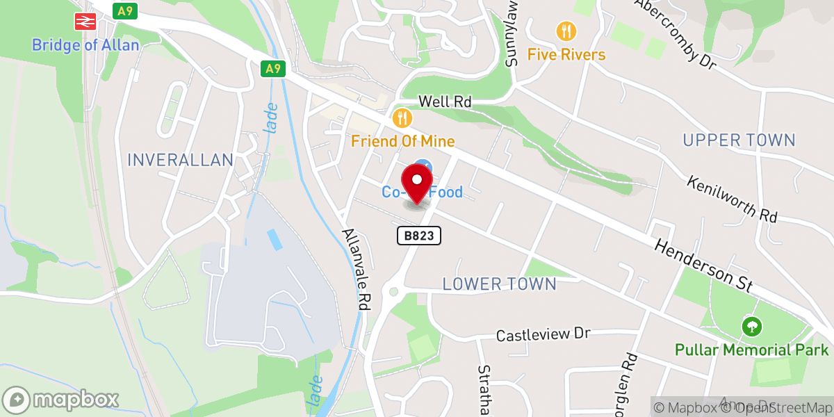 Map showing location of Bridge of Allan Parish Church