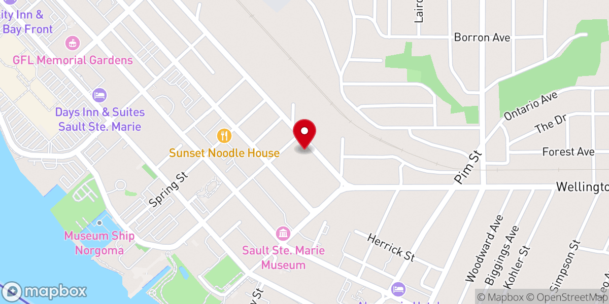 Map showing location of Diocese of Algoma Synod Office