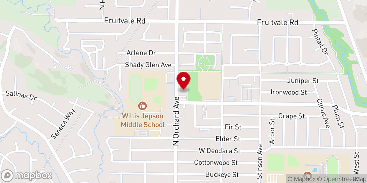 Map showing location of Orchard Avenue Baptist Church