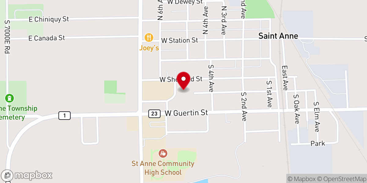 Map showing location of 1st Presbyterian Church