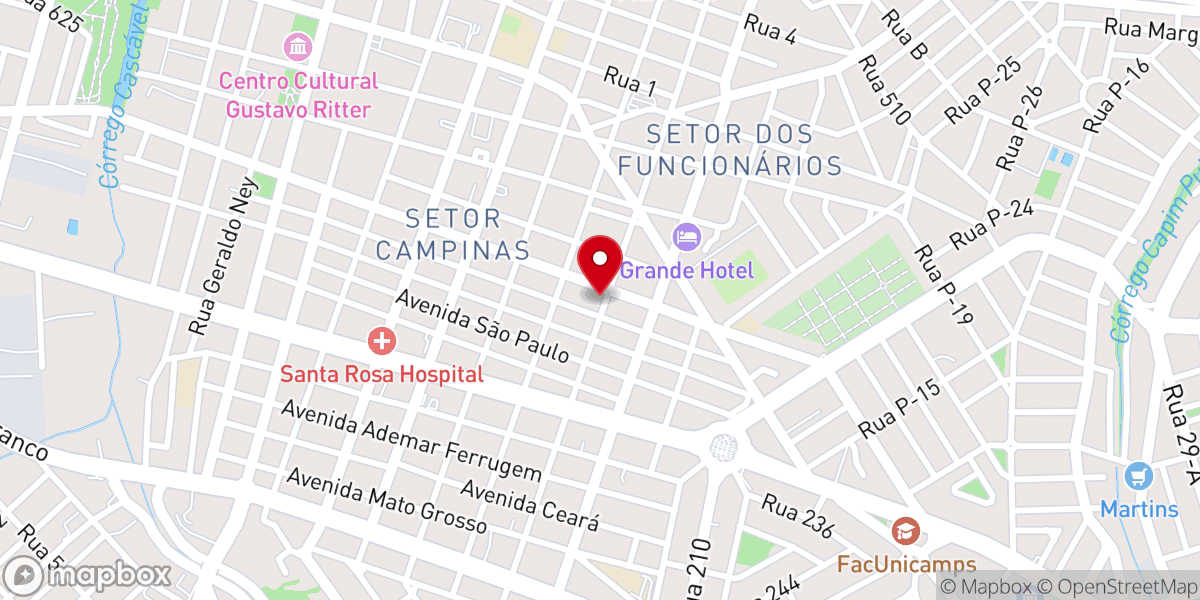 Map showing location of Segunda Igreja Batista em Goiânia