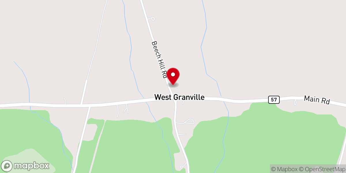 Map showing location of West Granville Church
