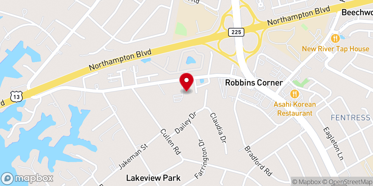 Map showing location of Virginia Beach Blvd Church of Christ