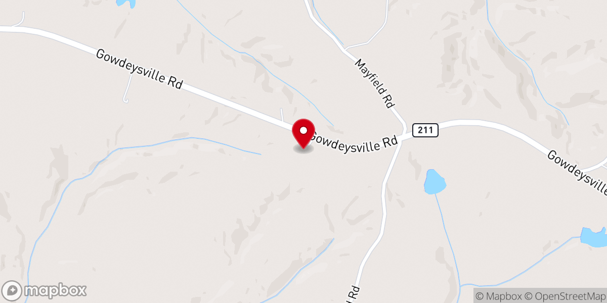 Map showing location of Gowdeysville Baptist Church