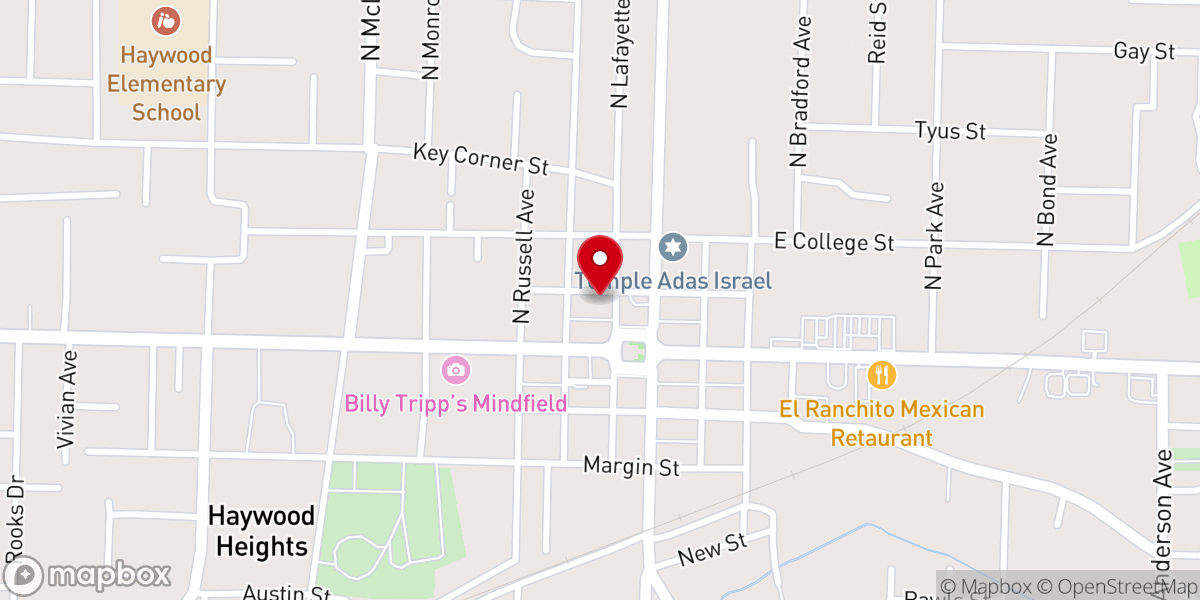 Map showing location of North Lafayette Ave Church