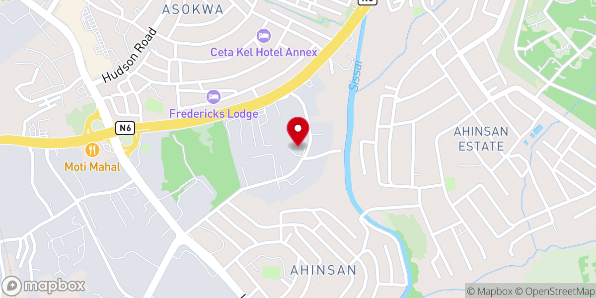 Map showing location of Asokwa Baptist Church