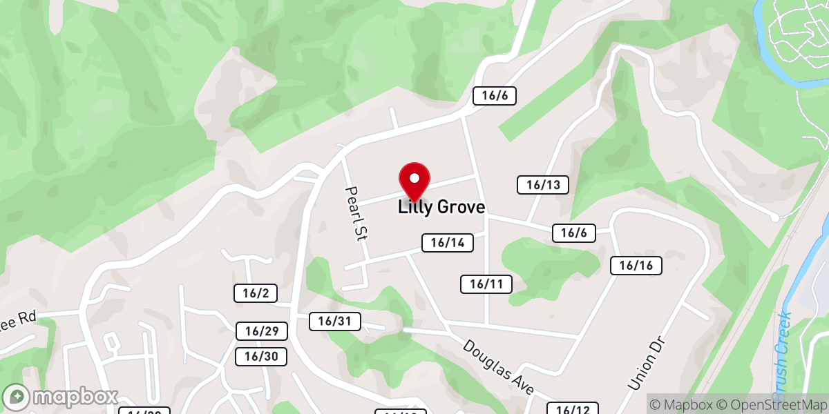 Map showing location of Lilly Grove Baptist Church