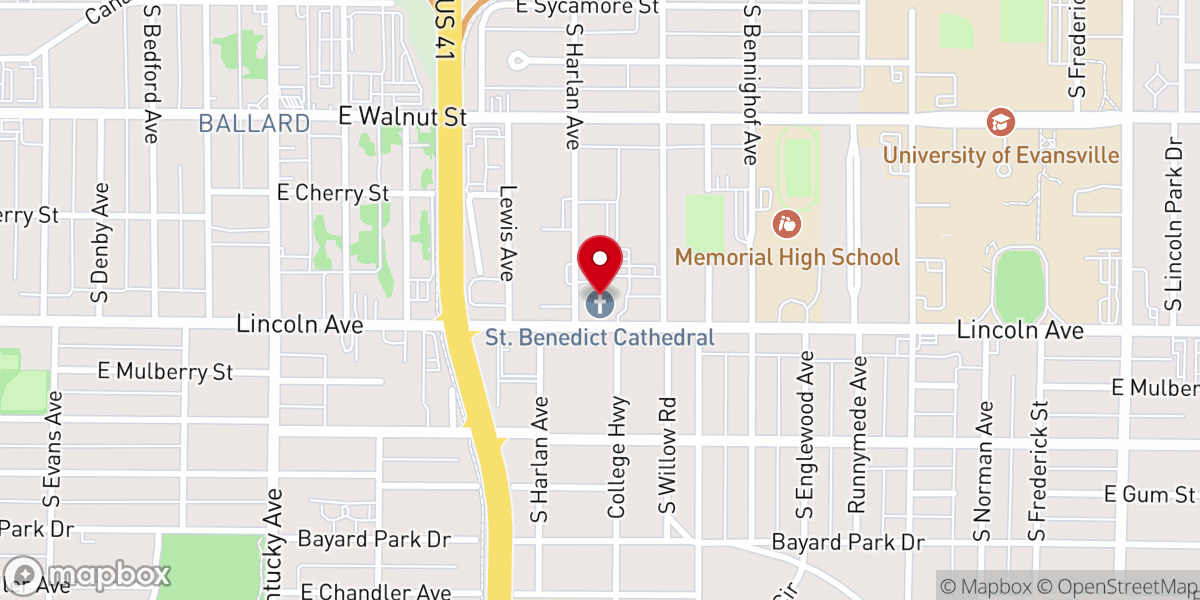 Map showing location of Saint Benedict Cathedral