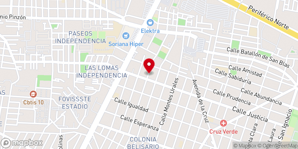 Map showing location of Iglesia Bautista Reformada Dios de Esperanza