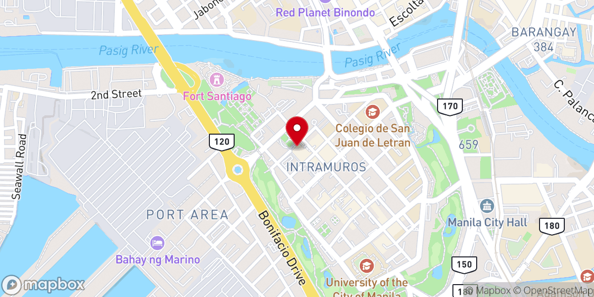 Map showing location of Minor Basilica and Metropolitan Cathedral of the Immaculate Conception - The Manila Cathedral
