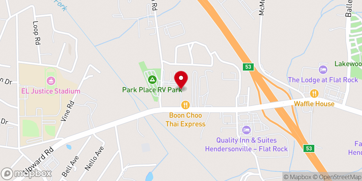 Map showing location of The Bridge Church Hendersonville