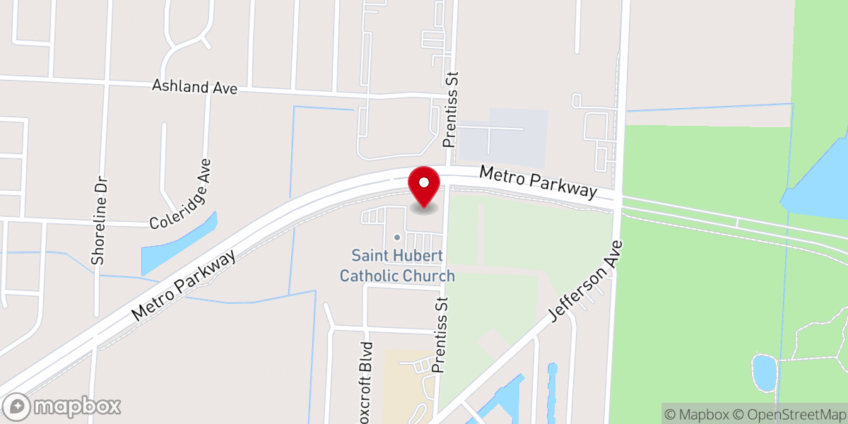 Map showing location of St Hubert's Catholic Parish Church