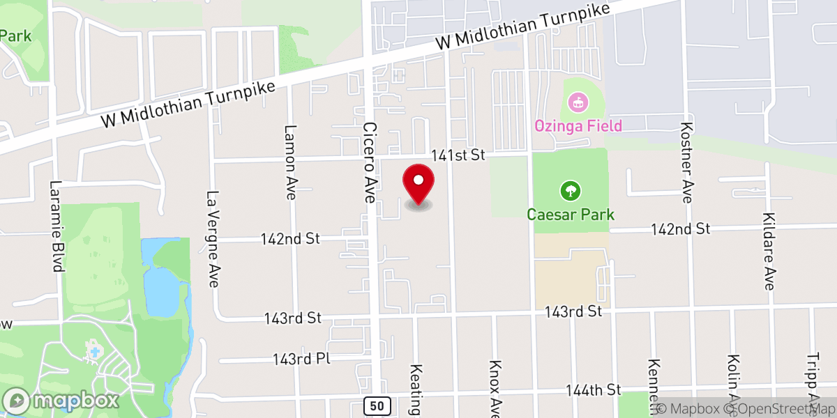 Map showing location of Crestwood Christian Center