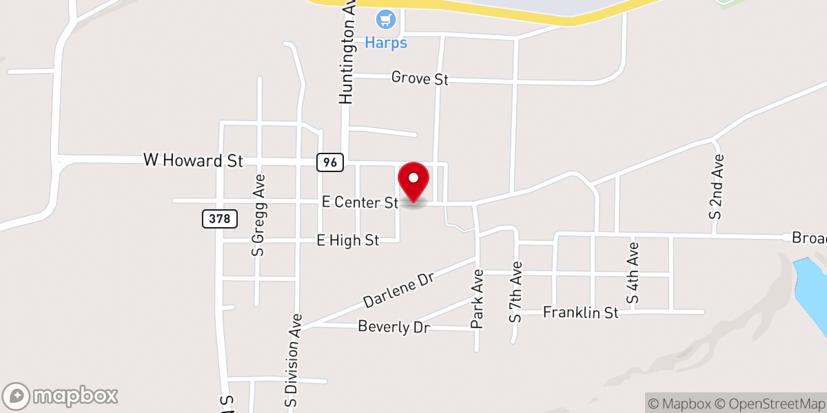 Map showing location of First Baptist Church