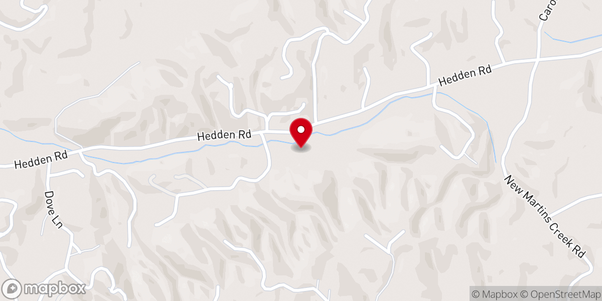 Map showing location of New Martins Creek Church