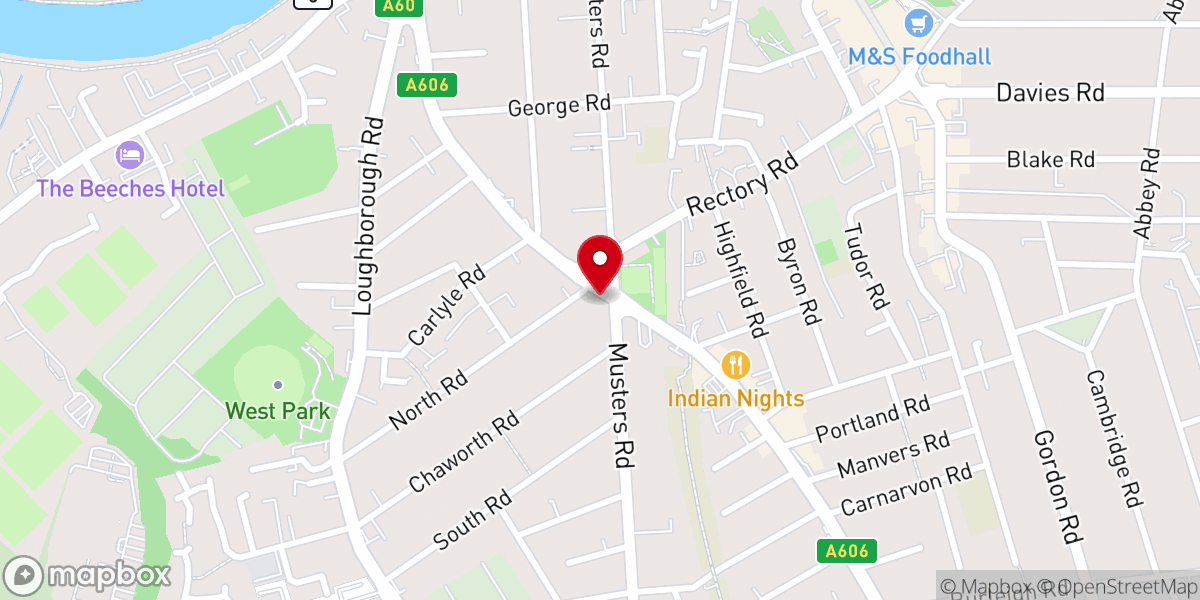 Map showing location of West Bridgford Baptist Church