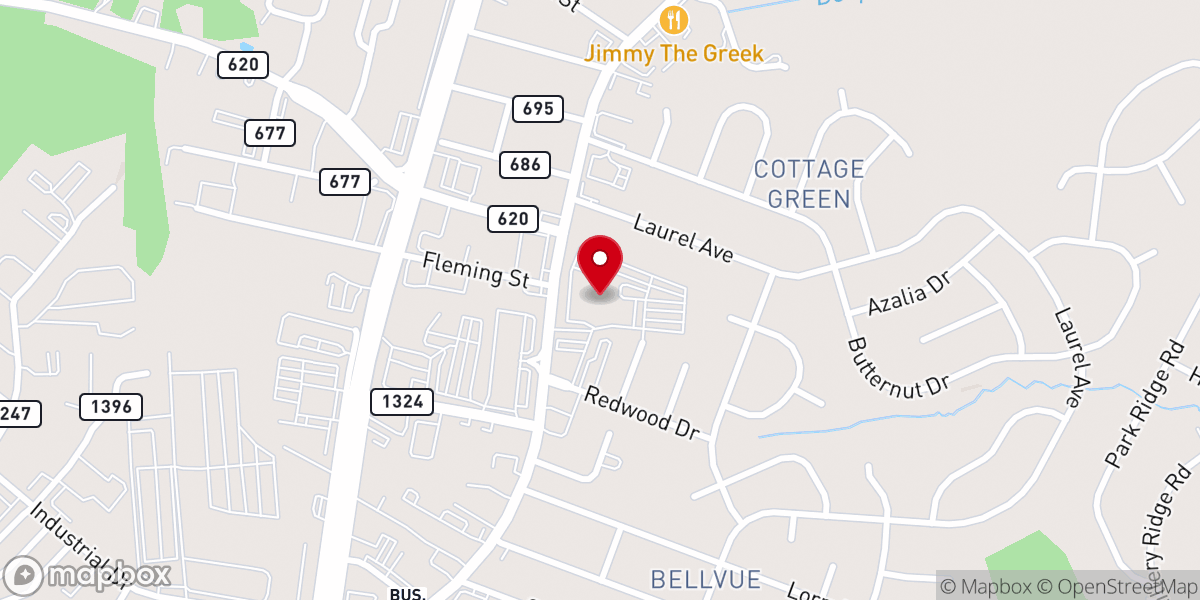 Map showing location of Spotswood Baptist Church