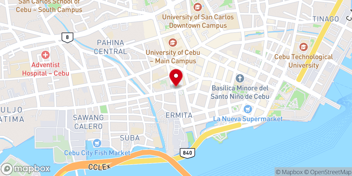 Map showing location of Santuario Arquidiocesano de Nuestra Señora del Carmen, la Limpia (formerly Our Lady of Mt. Carmel Parish-Recoletos)