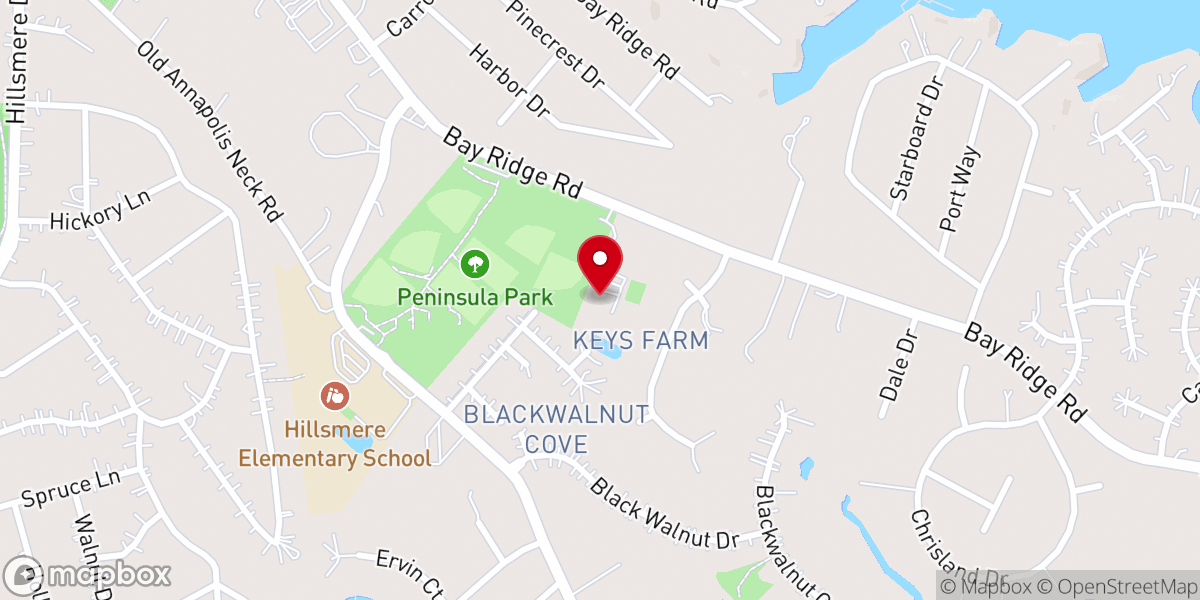 Map showing location of Bay Ridge Christian Church